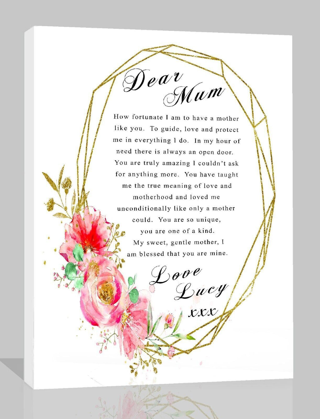 Dear Mum Poem Personalised Canvas Wall Art Picture Print