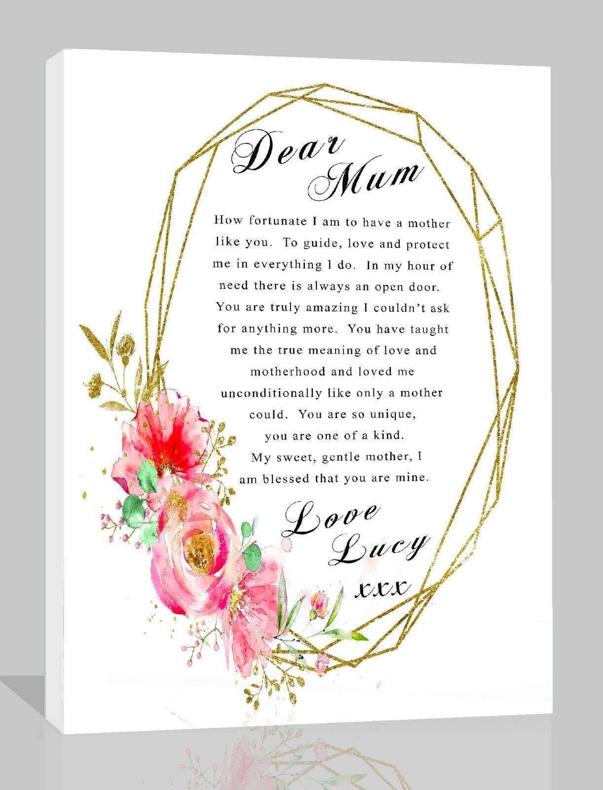 Dear Mum Poem Personalised Canvas Wall Art Picture Print
