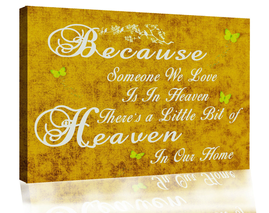 Mustard Yellow Heaven In Our Home Quote Canvas Wall Art Picture Print