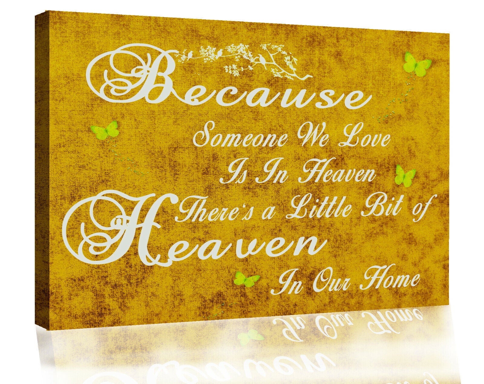 Mustard Yellow Heaven In Our Home Quote Canvas Wall Art Picture Print