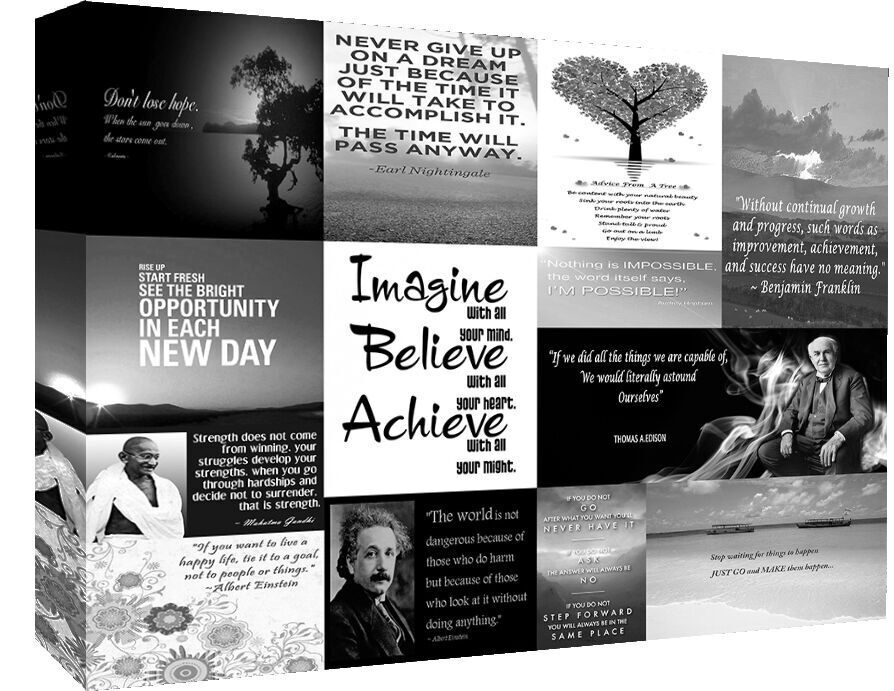 Motivation Quotes Black & White Canvas Wall Art  Picture 100% cotton - All sizes