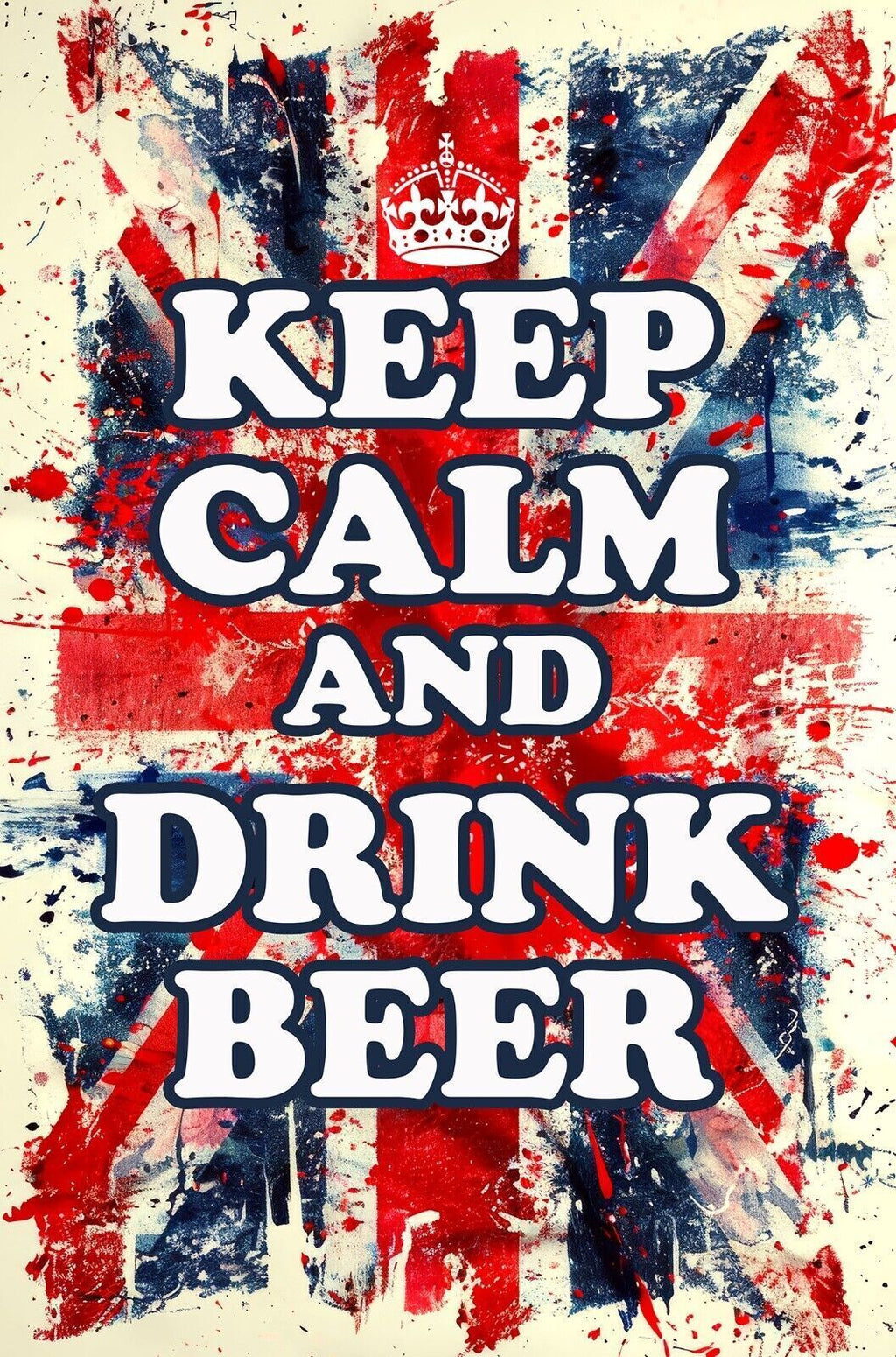 Keep Calm Art Print Red White Blue Drink Beer Quote Framed Canvas Wall Picture