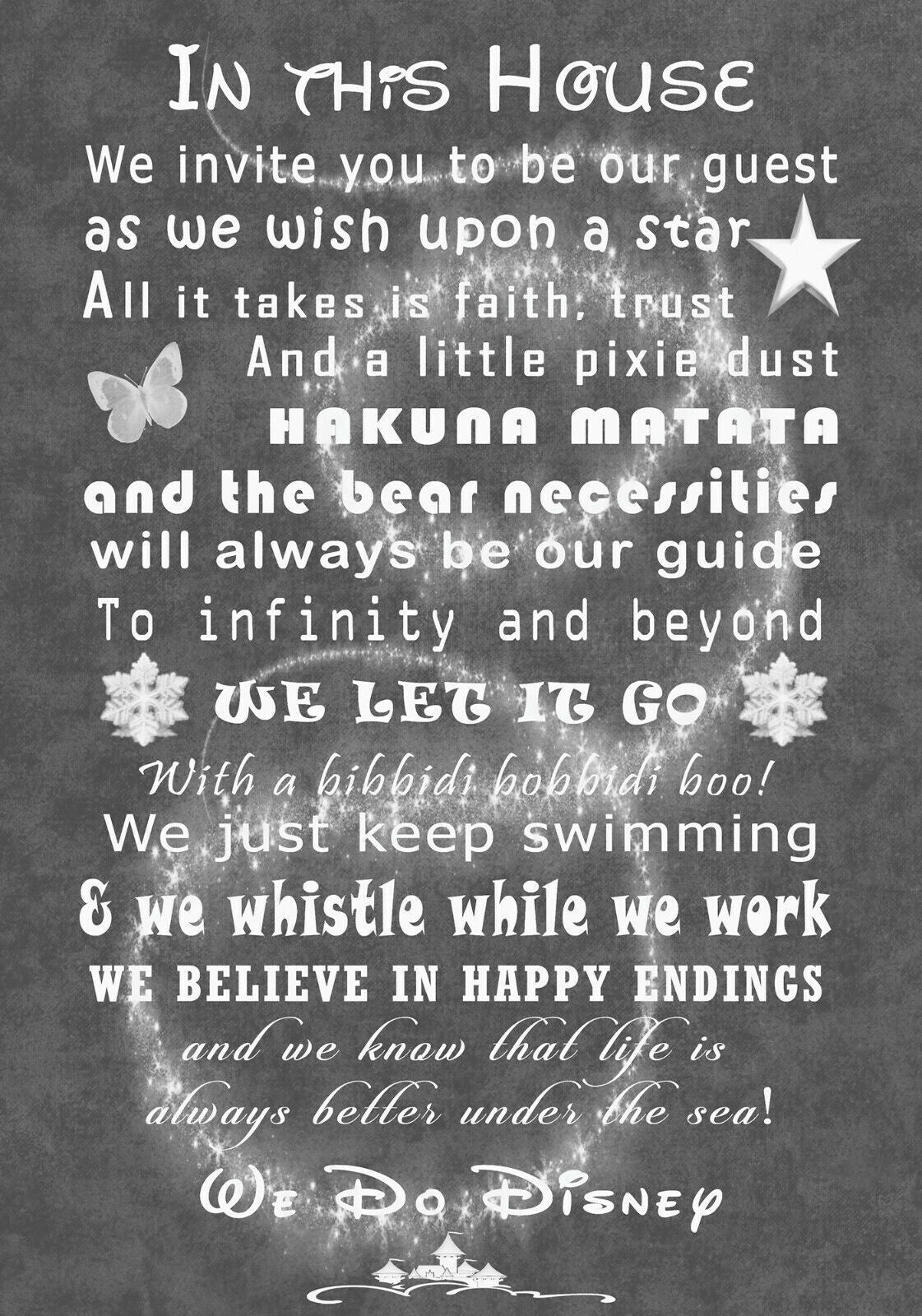 We Do Disney Guest Quote on CANVAS WALL ART Picture Print - Grey A0, A1, A2, A4