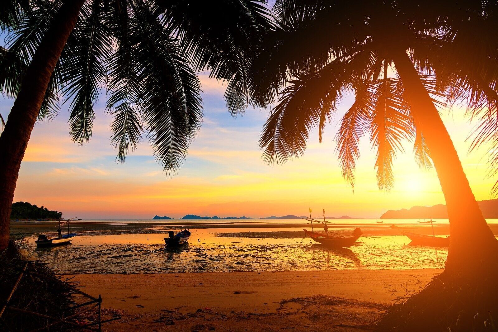 Sunset in Thailand Beach Canvas Wall Art Picture Print