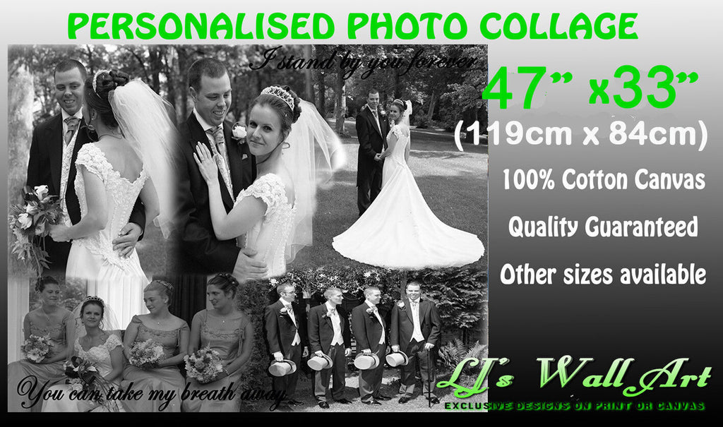 Your Personal Personalised Photos on a Collage /Montage Canvas Print 47" x 33"