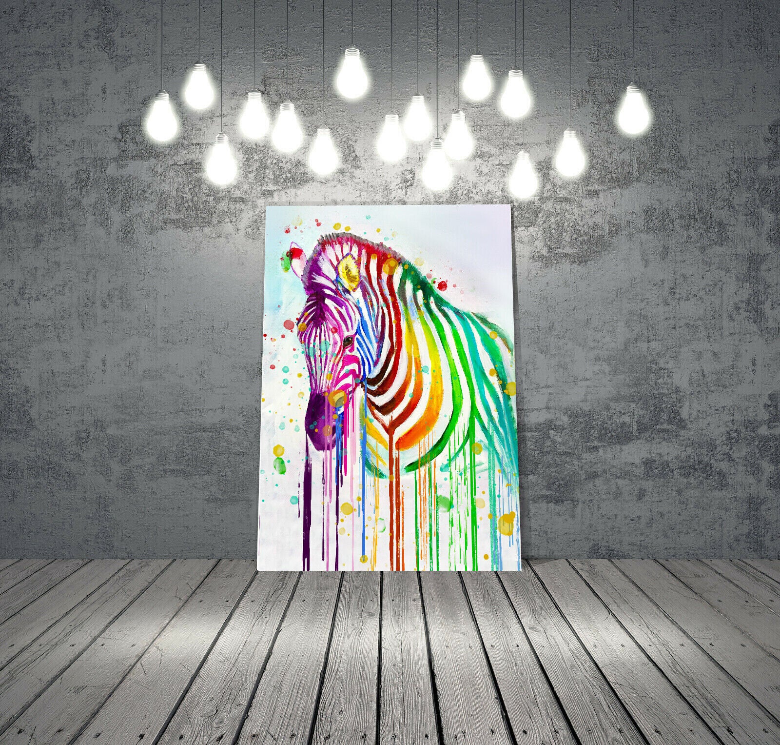 Abstract Colourful Zebra Canvas Wall Splash Art Picture Print