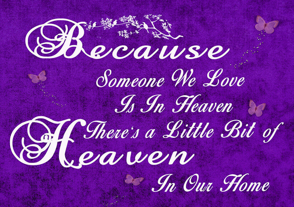 HEAVEN QUOTE - Life - Purple Canvas Wall Art Picture Print- ALL SIZES