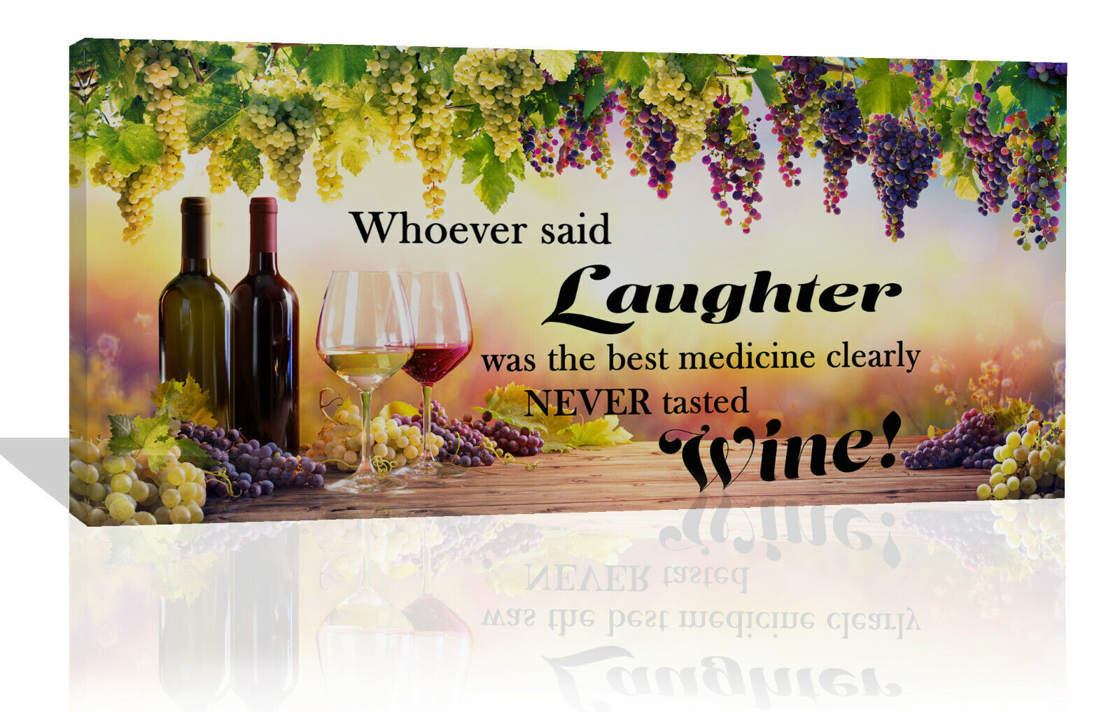 Inspiration Wine Laughter Quote Canvas Wall Art Picture Print