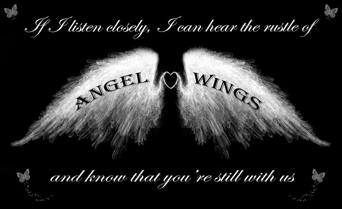 Angel Wings Wall Art Picture 'IF I Listen Closely' Quote Canvas Print White