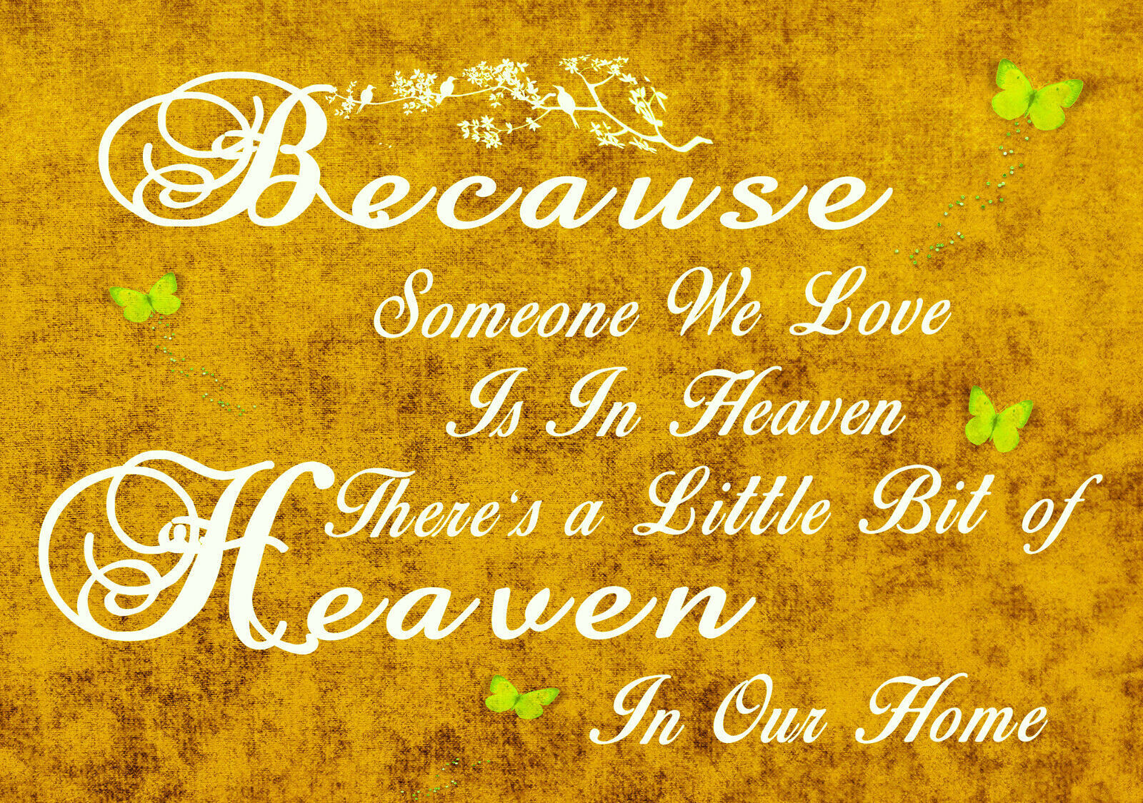 Mustard Yellow Heaven In Our Home Quote Canvas Wall Art Picture Print