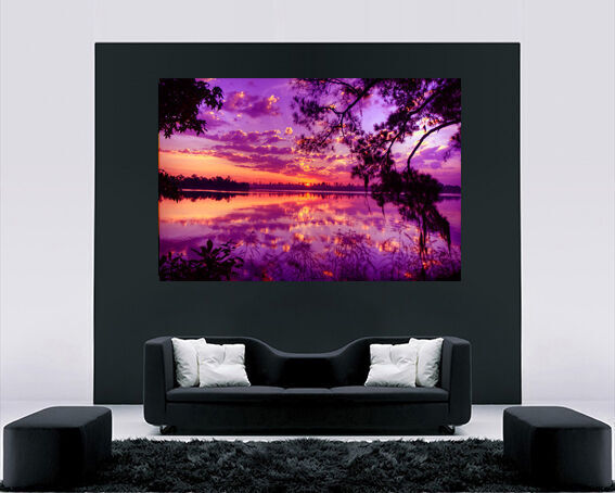 Purple Tones Sunset at Lake - Cotton Canvas Wall Art Picture Print- ALL SIZES