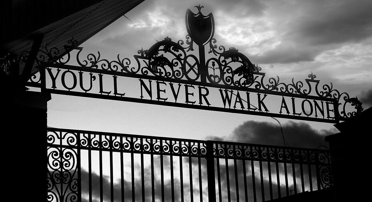 Liverpool You'll Never Walk Alone CANVAS WALL ART Picture Print Black and White