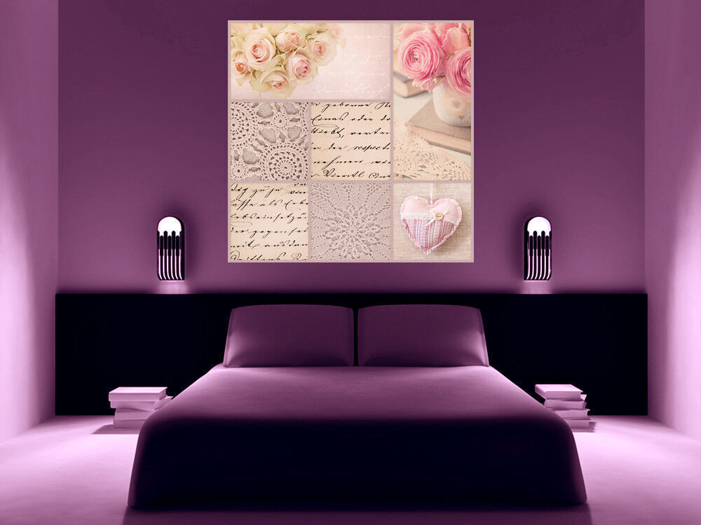 Pink Vintage Retro Flowers Floral Canvas Wall Art Print Picture - all sizes