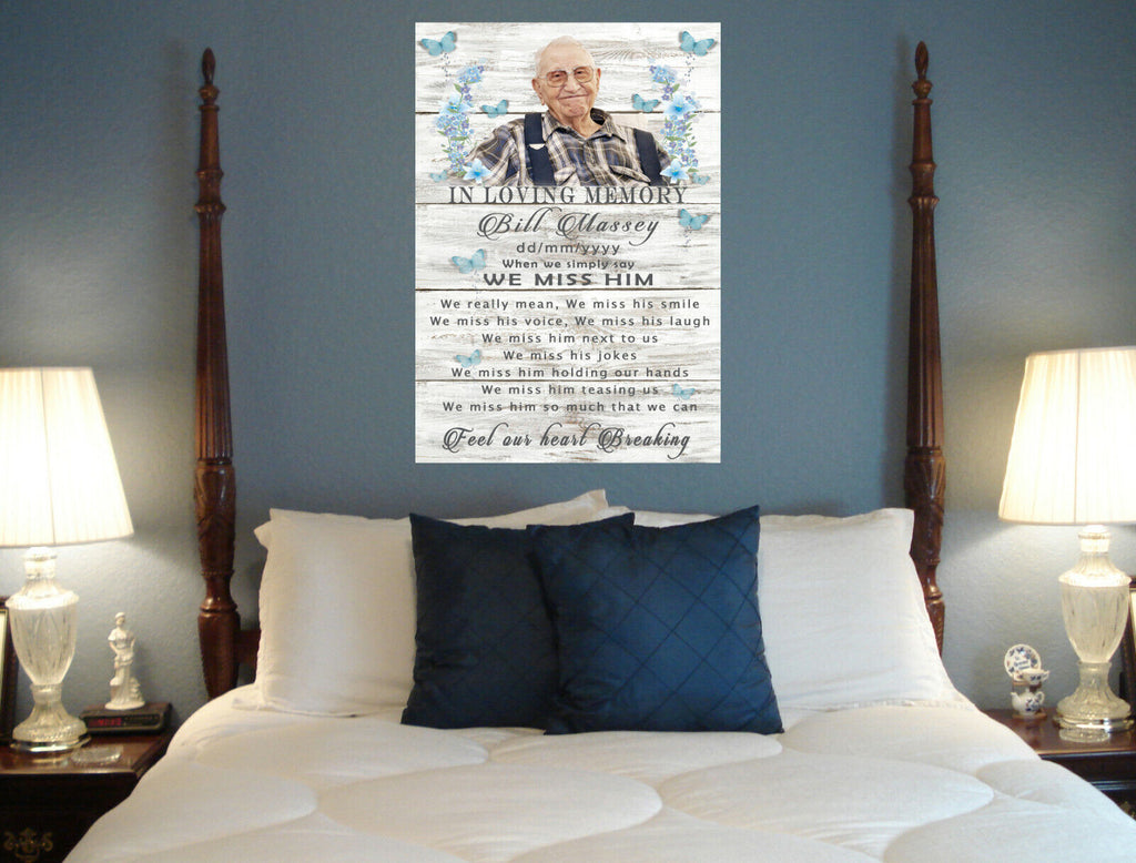 Personalised Memorial We Miss Him Poem CANVAS WALL ART Picture Print  All sizes