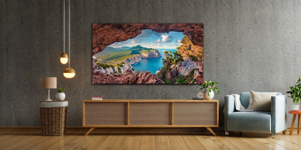 View of Caccia cape from a cave , Sardinia Italy CANVAS WALL ART Picture Print