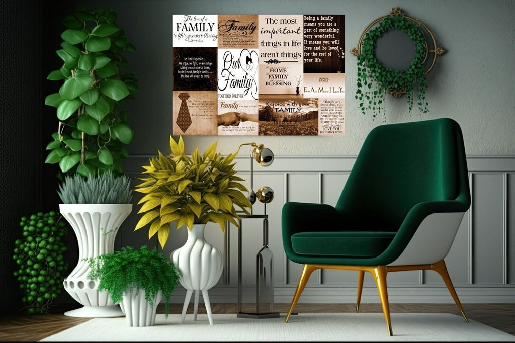 Family Quotes Brown Tone Canvas Wall Art  Picture 100% cotton - A1, A2, A0 sizes