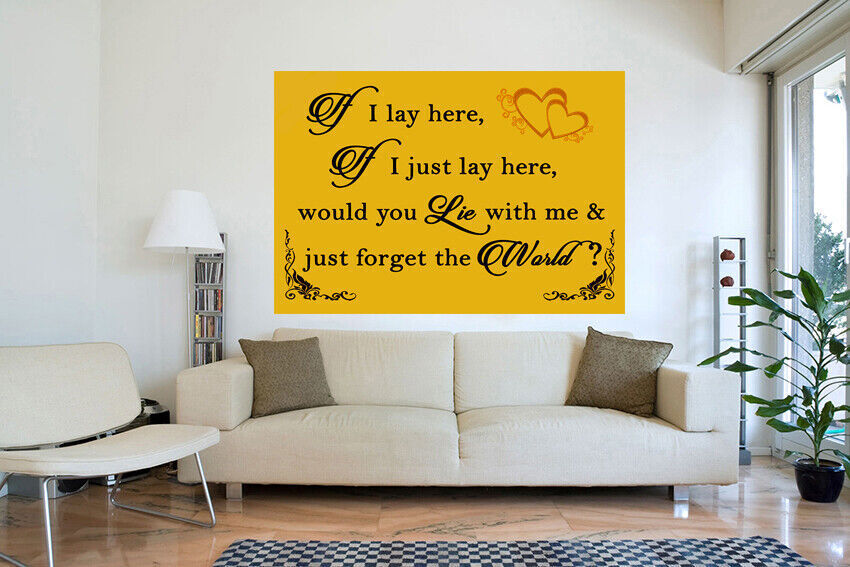If I Lay Here - Snow Patrol QUOTE Canvas Wall Art Picture Print Mustard / Yellow