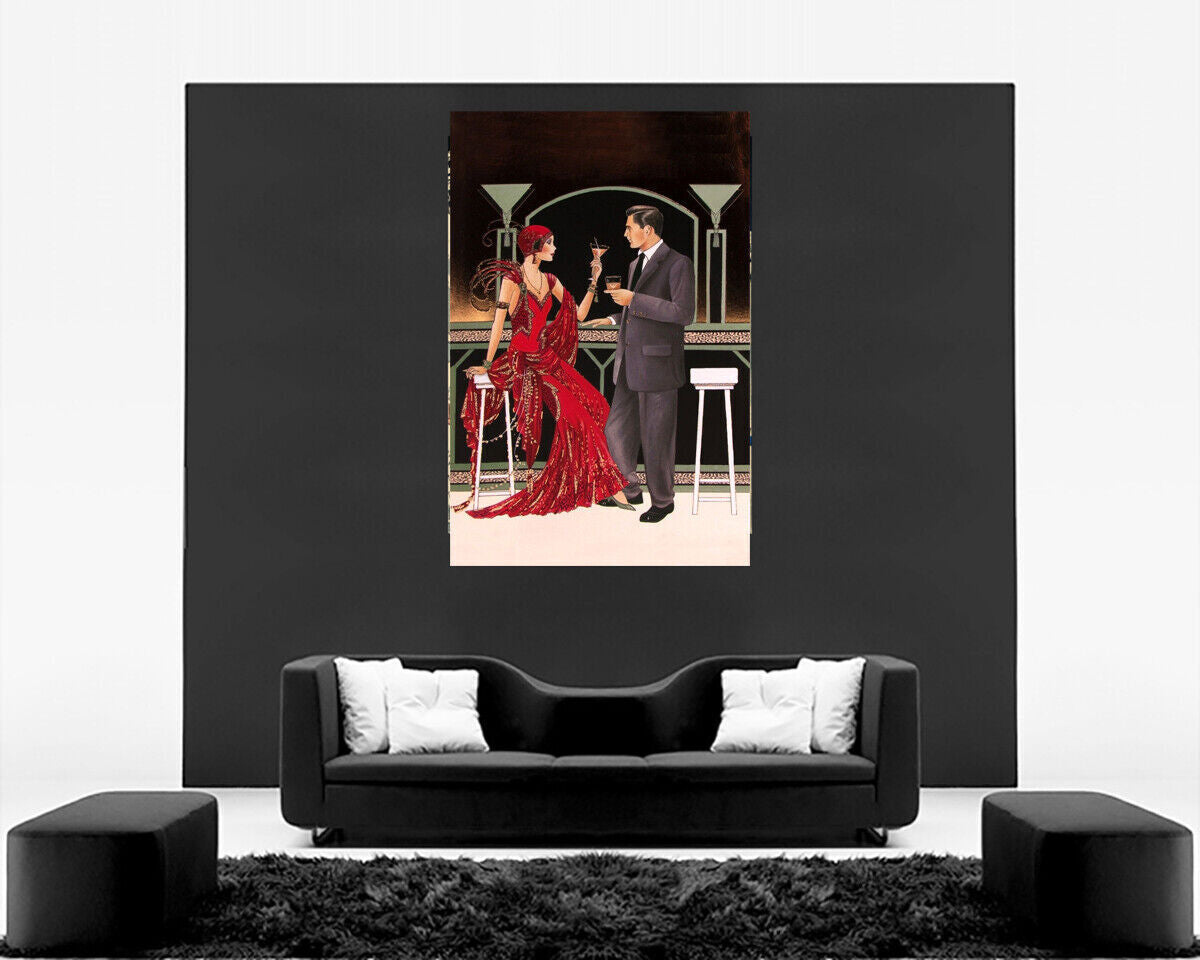 Art Deco Roaring 1920's Couple Canvas Wall Art Picture Print