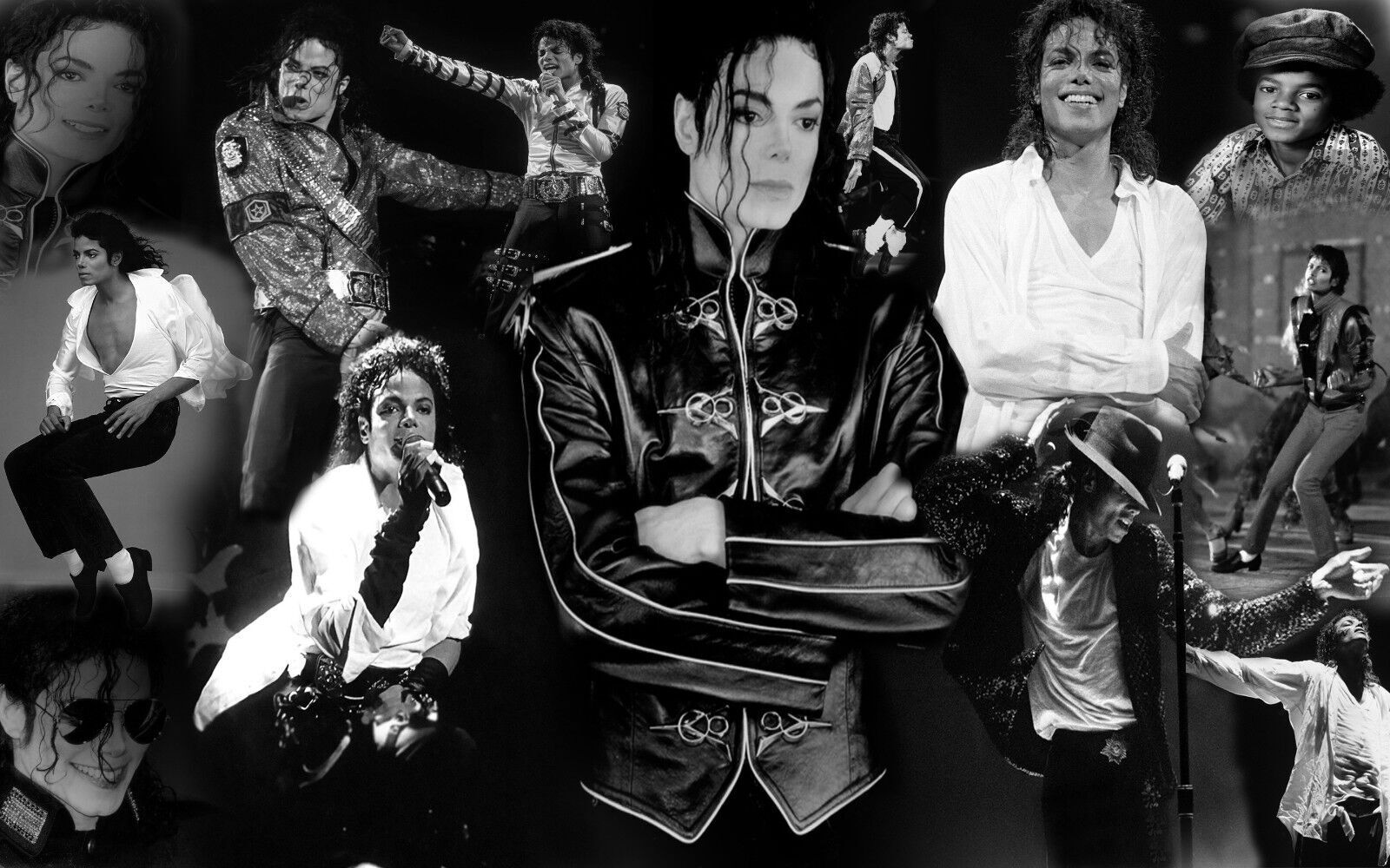 MICHAEL JACKSON BLACK & WHITE COTTON CANVAS PICTURE COLLAGE WALL ART - ALL SIZES