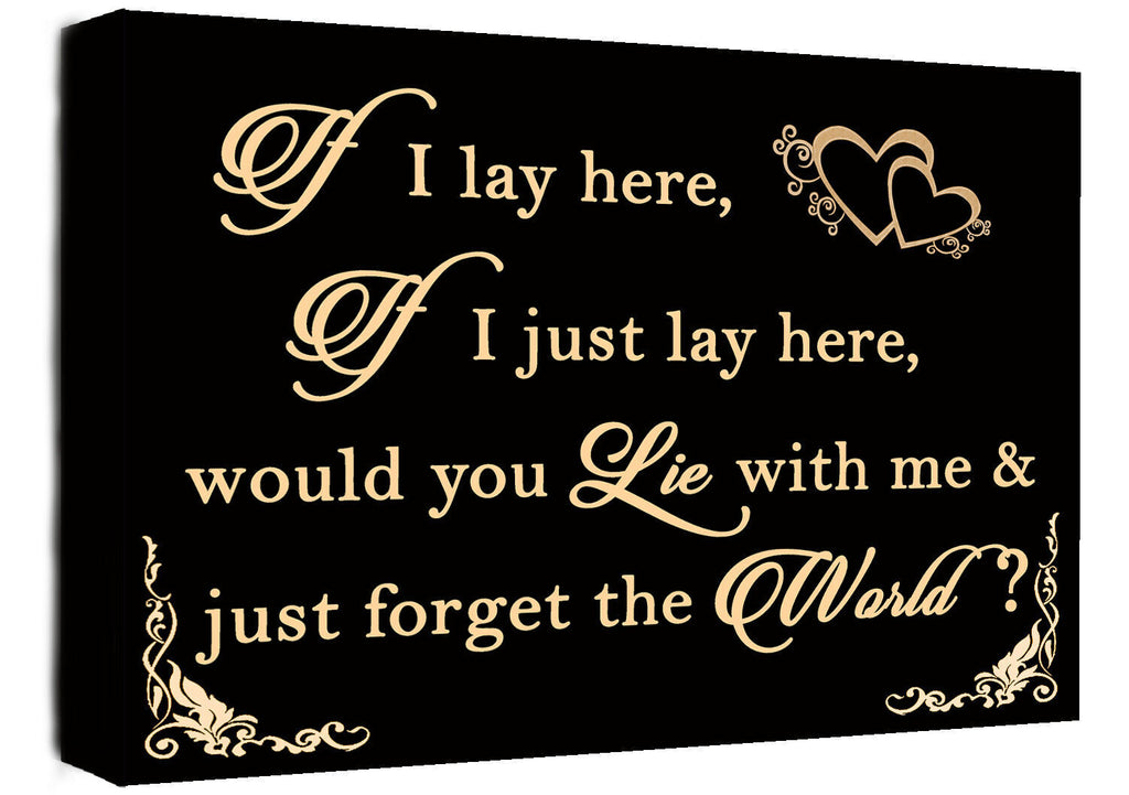 If I Lay Here - Snow Patrol QUOTE Canvas Wall Art Picture Print Black & Cream