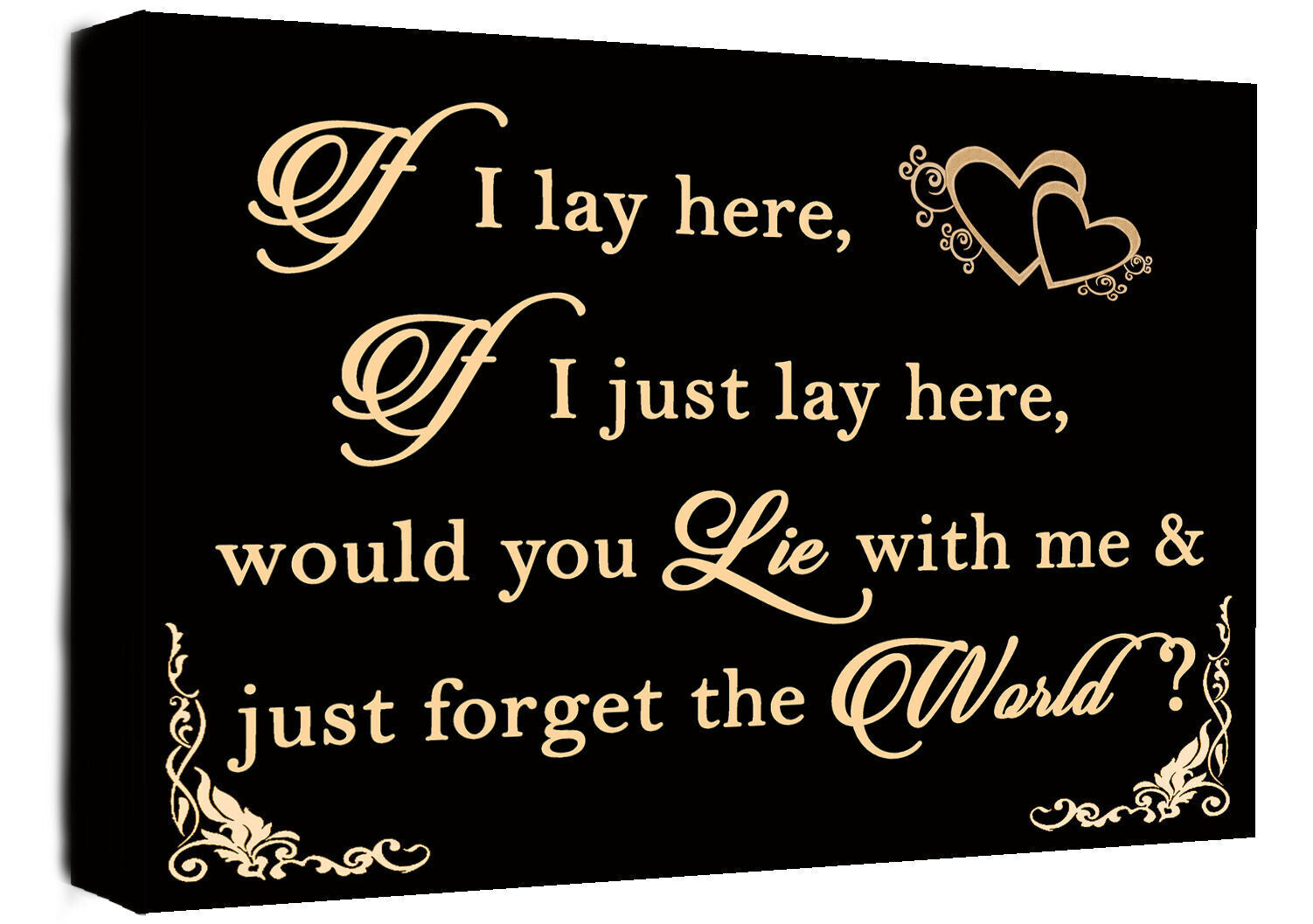 If I Lay Here - Snow Patrol QUOTE Canvas Wall Art Picture Print Black & Cream