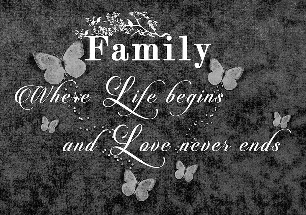 FAMILY QUOTE - Life - Black & White Canvas Wall Art Picture Print- ALL SIZES