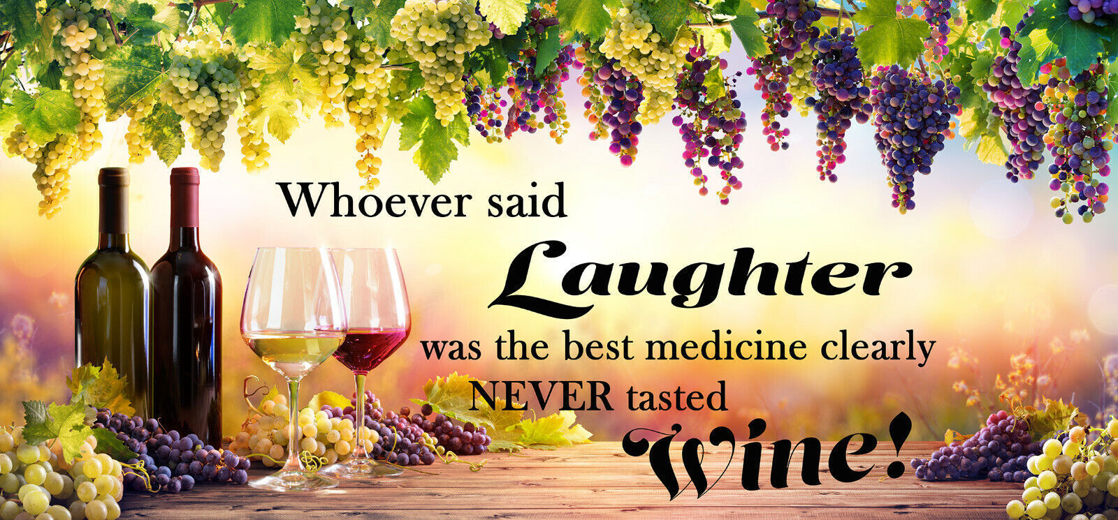 Inspiration Wine Laughter Quote Canvas Wall Art Picture Print