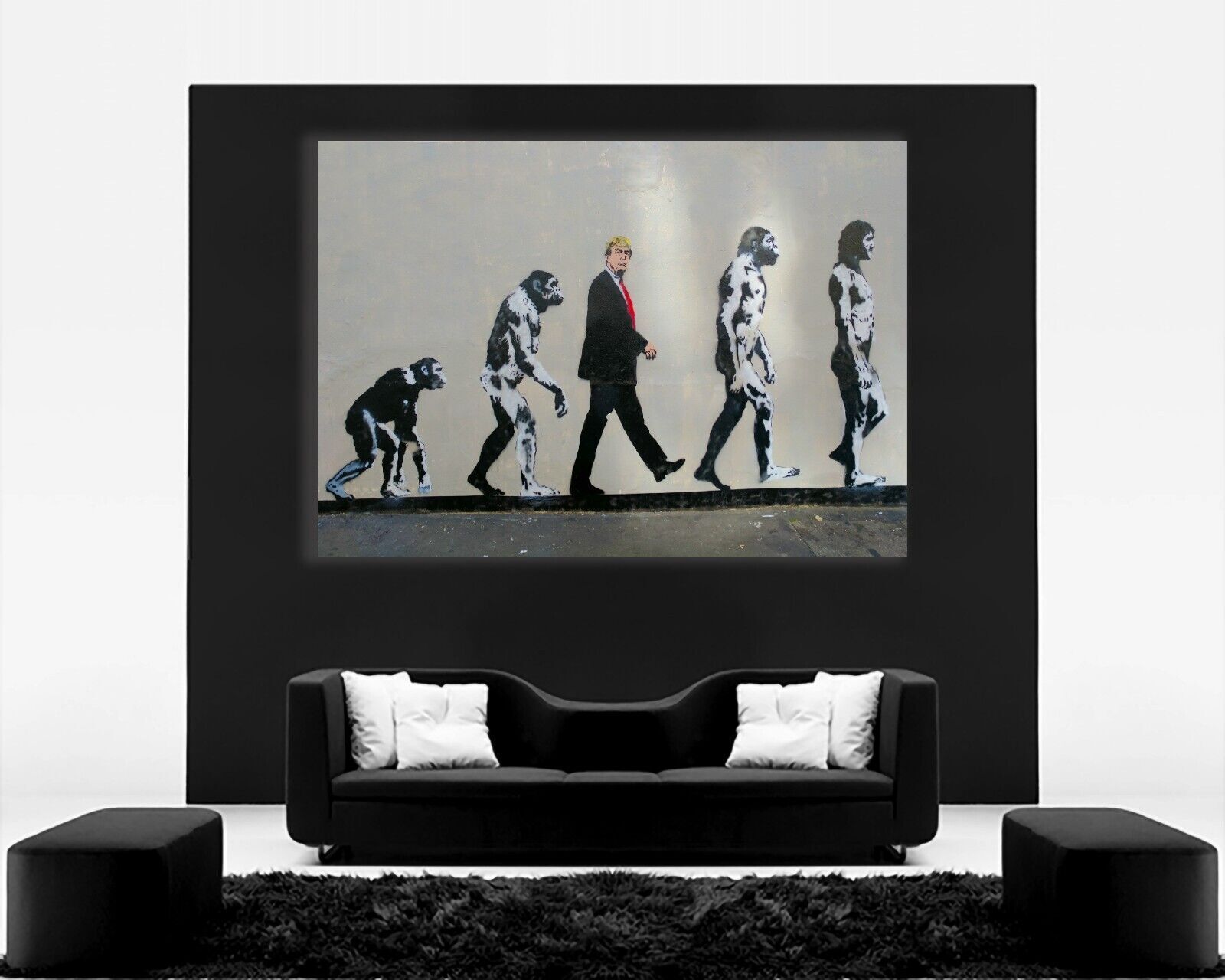 BANKSY DONALD TRUMP EVOLUTION  CANVAS WALL ART PICTURE PRINT GRAFFITI