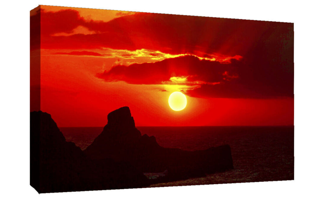 Beautiful Landscape Sunset at Worms Head Canvas Wall Art Picture Print Picture