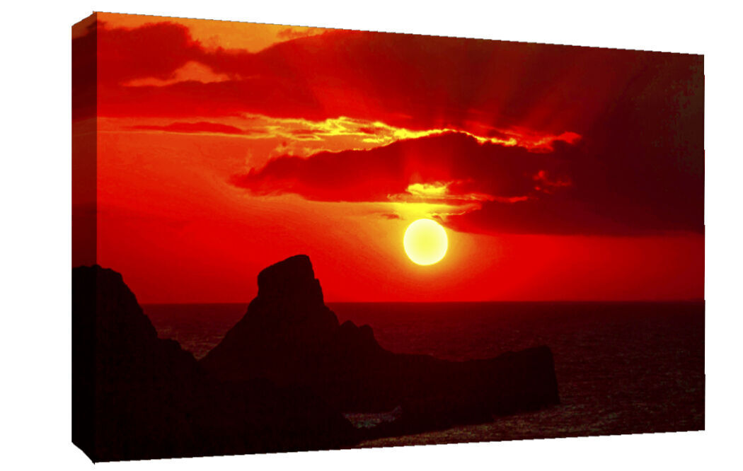 Beautiful Landscape Sunset at Worms Head Canvas Wall Art Picture Print Picture