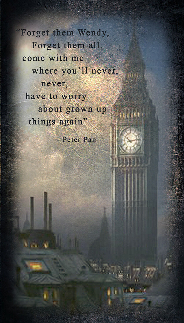 Children's Peter Pan Quote on 100% Cotton Canvas Wall Art Print Picture