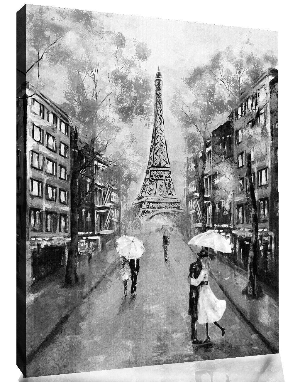 Black & White Paris Oil Painting Canvas Wall Art Picture Print Various Sizes