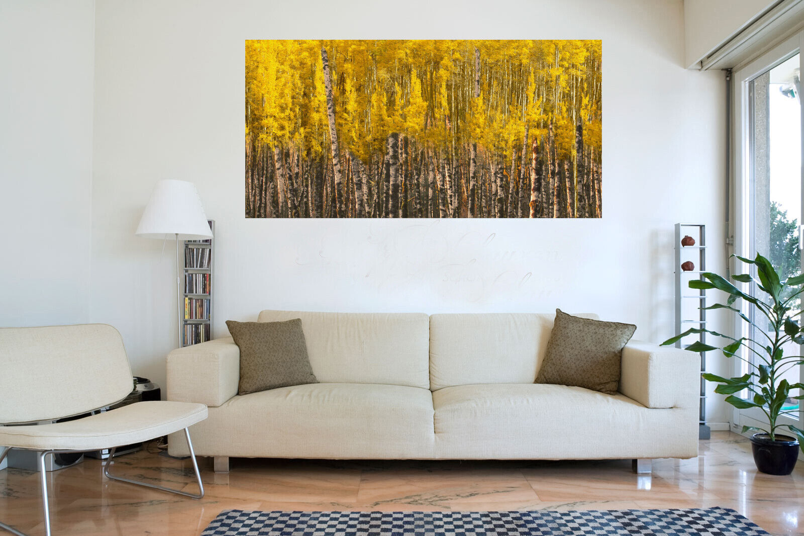 Yellow Aspen Trees Forest Nature Oil Painting CANVAS WALL ART Picture Print