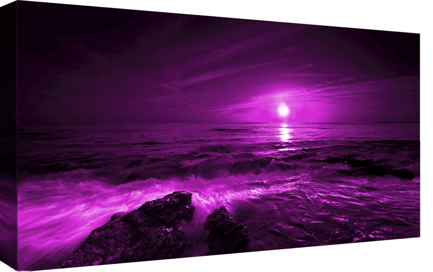 LARGE PURPLE PLUM SEASCAPE CANVAS PICTURE WALL ART Print - All Sizes