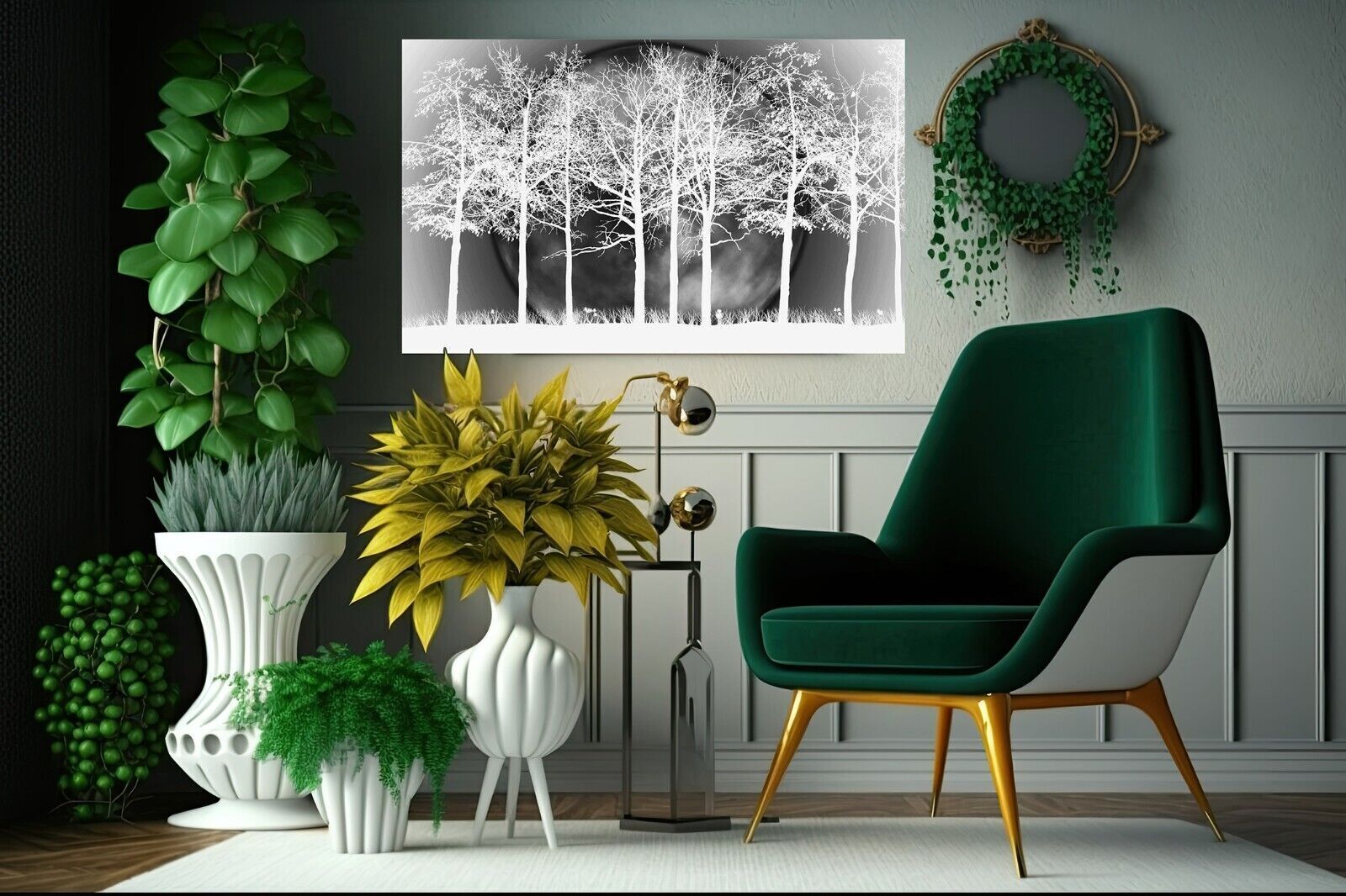 White Grey Modern Landscape Cotton Canvas Wall Art Picture Print - All sizes