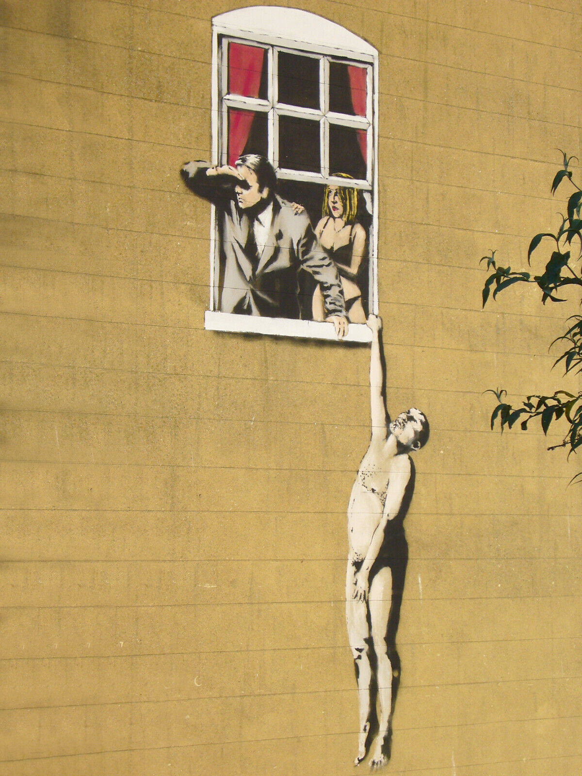 BANKSY BRISTOL LOVER HANGING FROM WINDOW CANVAS WALL ART GRAFFITI PRINT PICTURE
