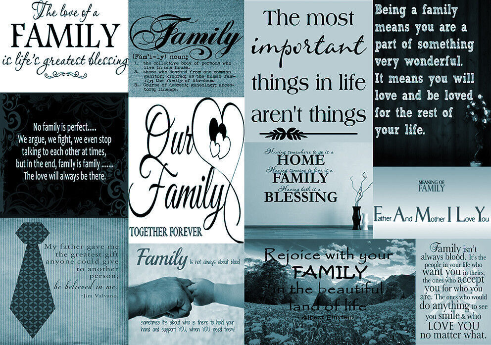 Duck Egg Blue Family Quotes Canvas Wall Art Picture Print