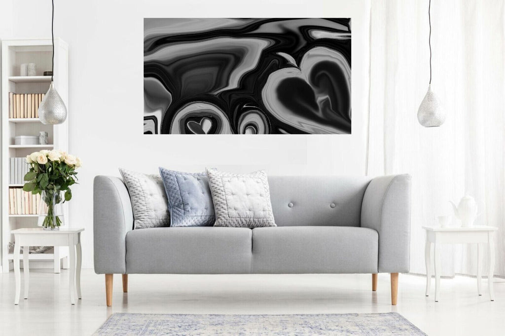 Black Grey Abstract CANVAS WALL ART Picture Print