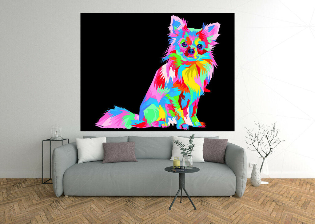 Colourful Chihuahua Dog Abstract Pop Art Canvas Wall Art Picture Print
