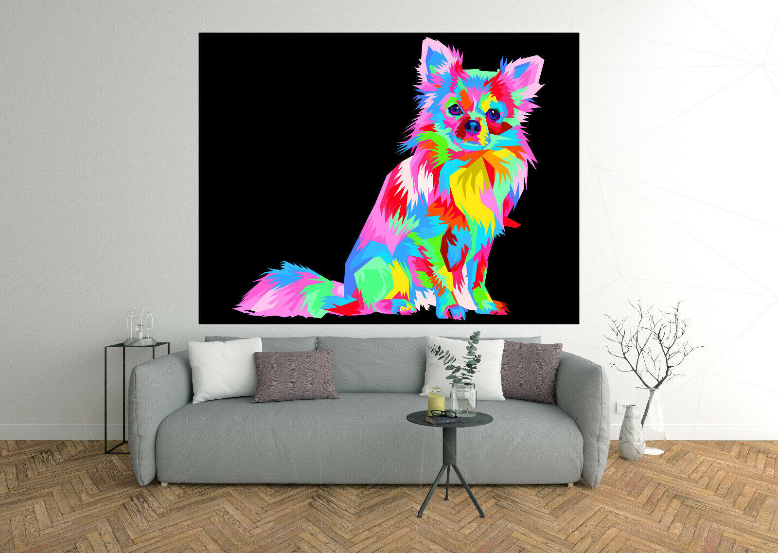 Colourful Chihuahua Dog Abstract Pop Art Canvas Wall Art Picture Print