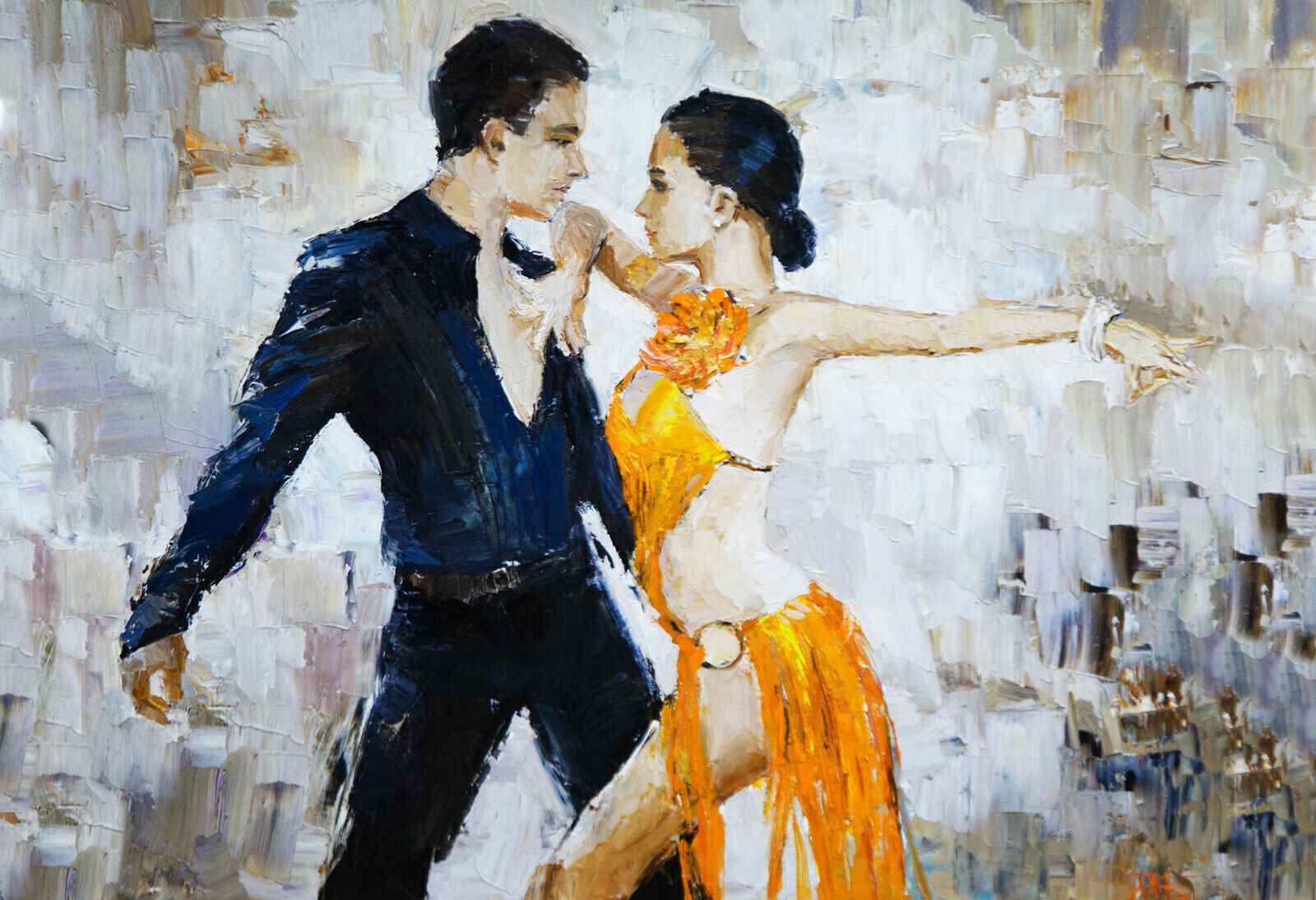 Beautiful Man Woman Tango Dancers Oil Painting Canvas Wall Art Picture Print