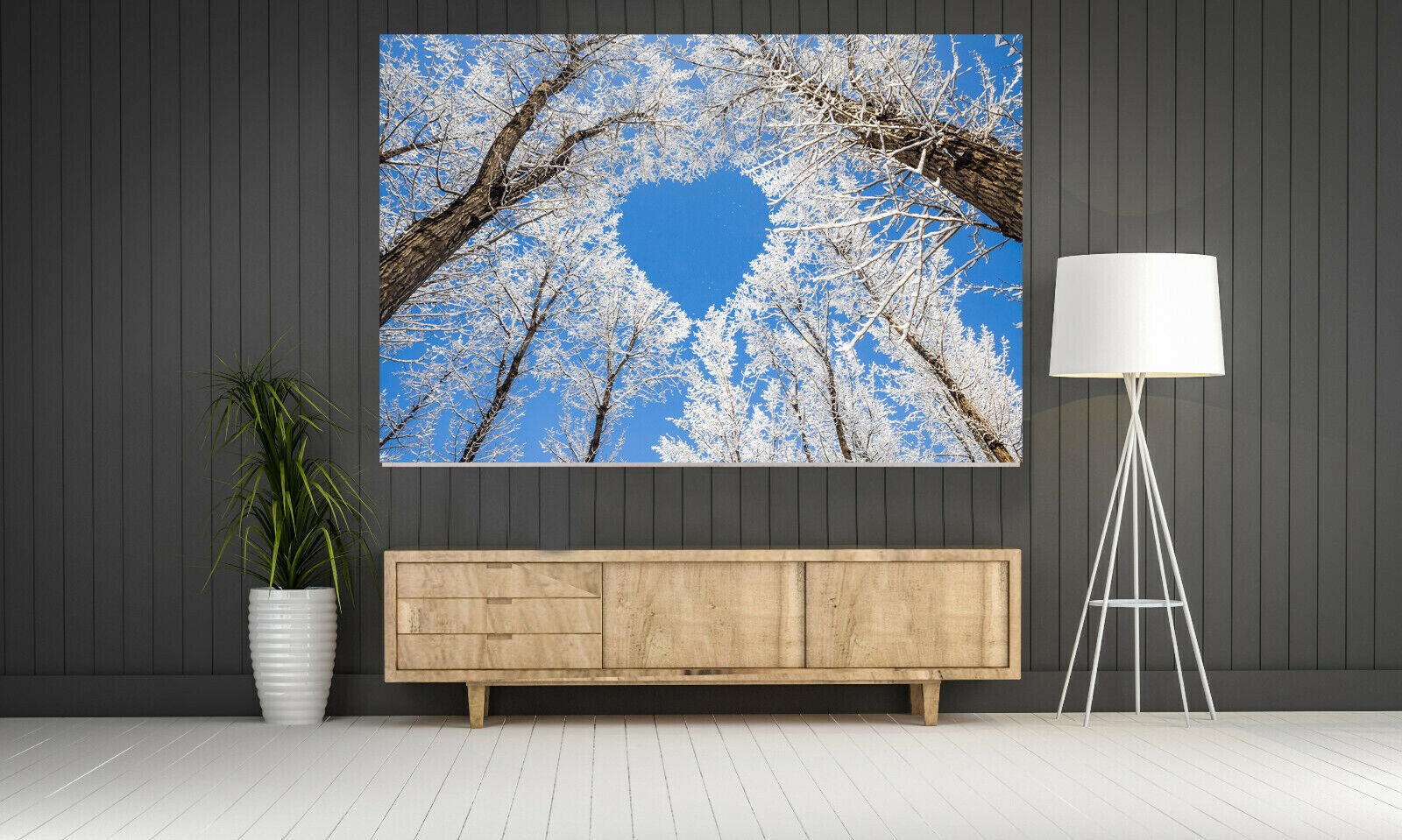 Blue heart forest landscape CANVAS WALL ART PRINT PICTURE ARTWORK