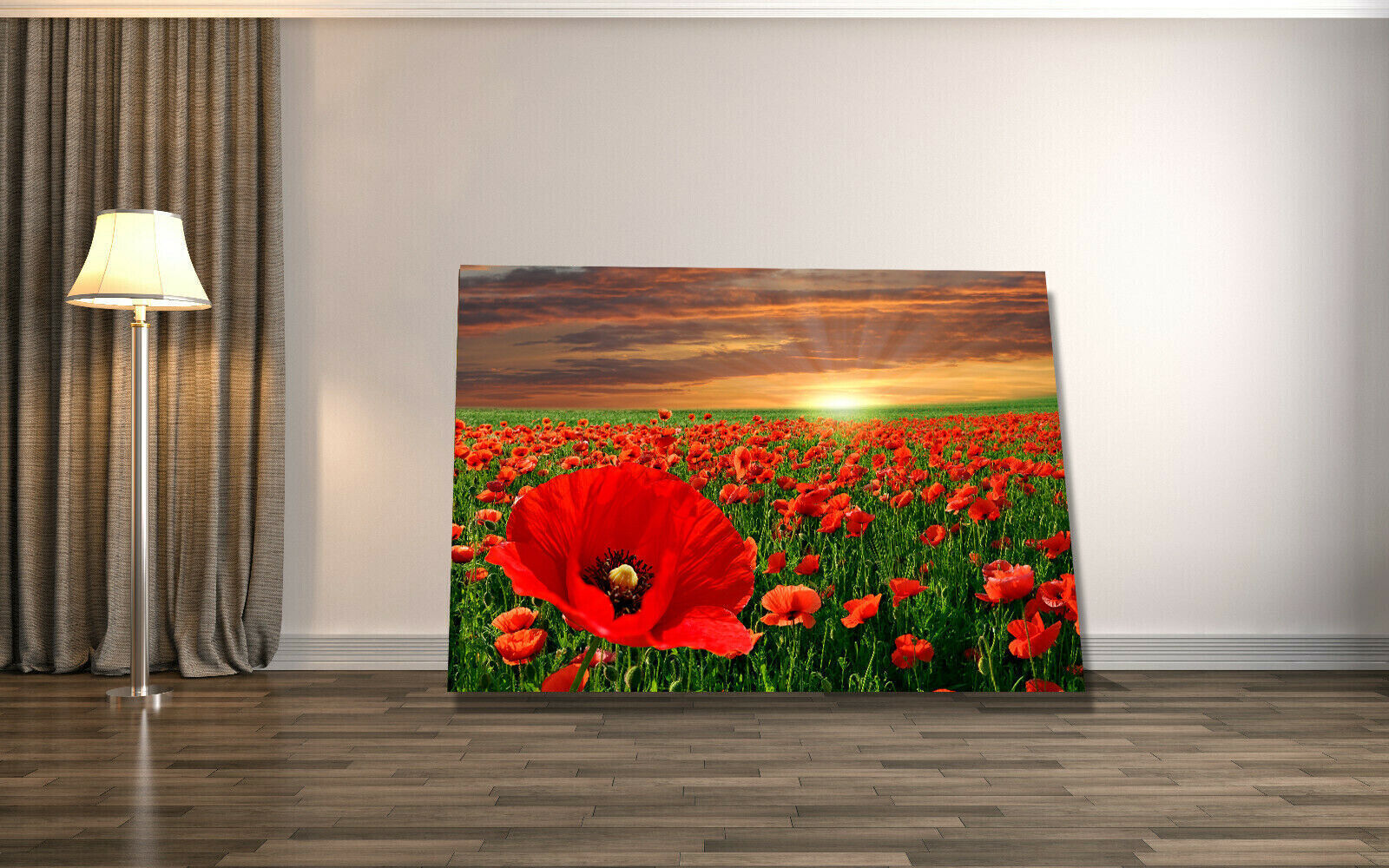 Red Poppy Flowers Field Landscape Canvas Wall Art Picture Print