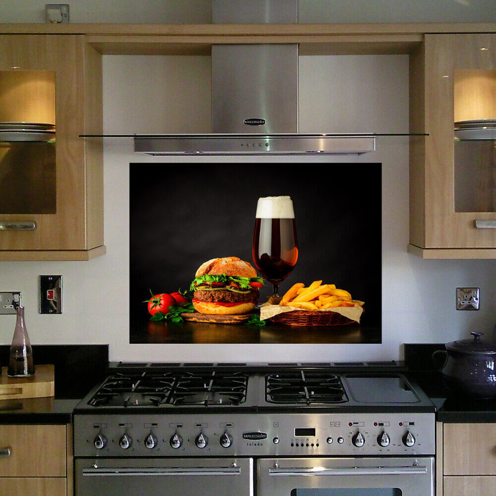Burgers, Fries and a Beer Kitchen Canvas Wall Art Picture Print