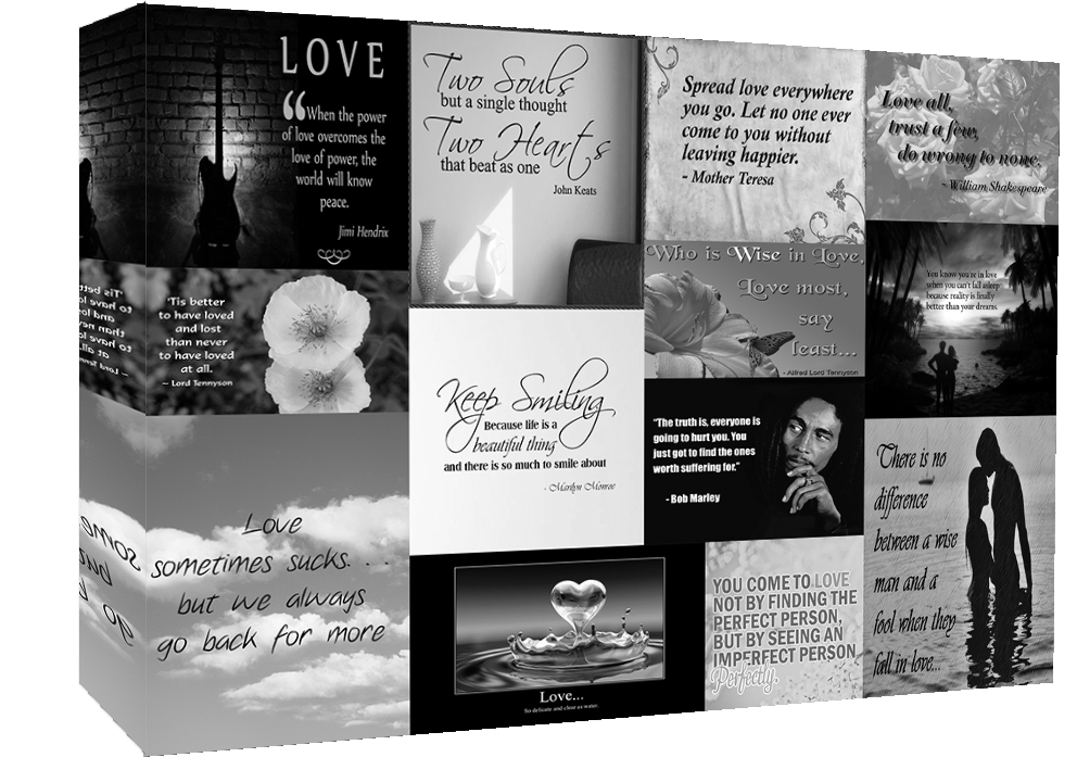 Famous Black White Love Quotes Canvas Wall Art  Picture 100% cotton - ALL sizes