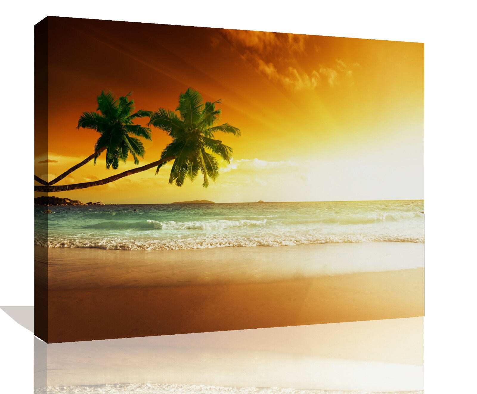 Sunset on the beach of caribbean sea Canvas Wall Art Picture Print