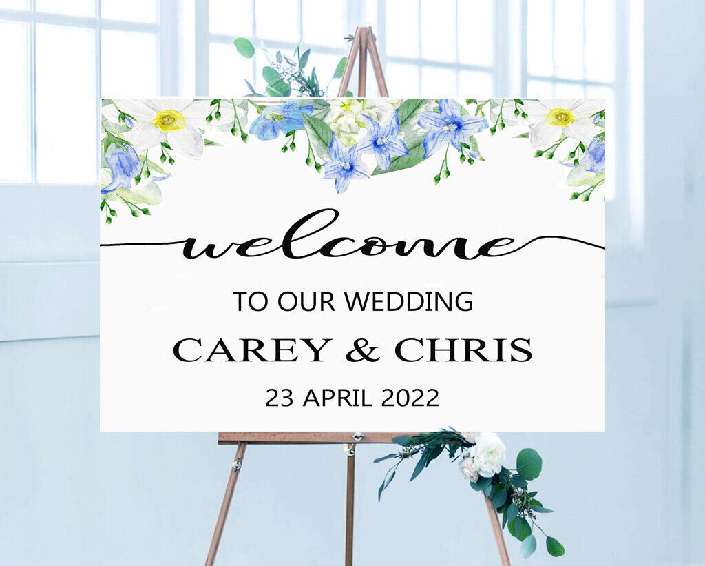 Personalised Floral Wedding Occasion Welcome Board Canvas Wall Art Picture Print