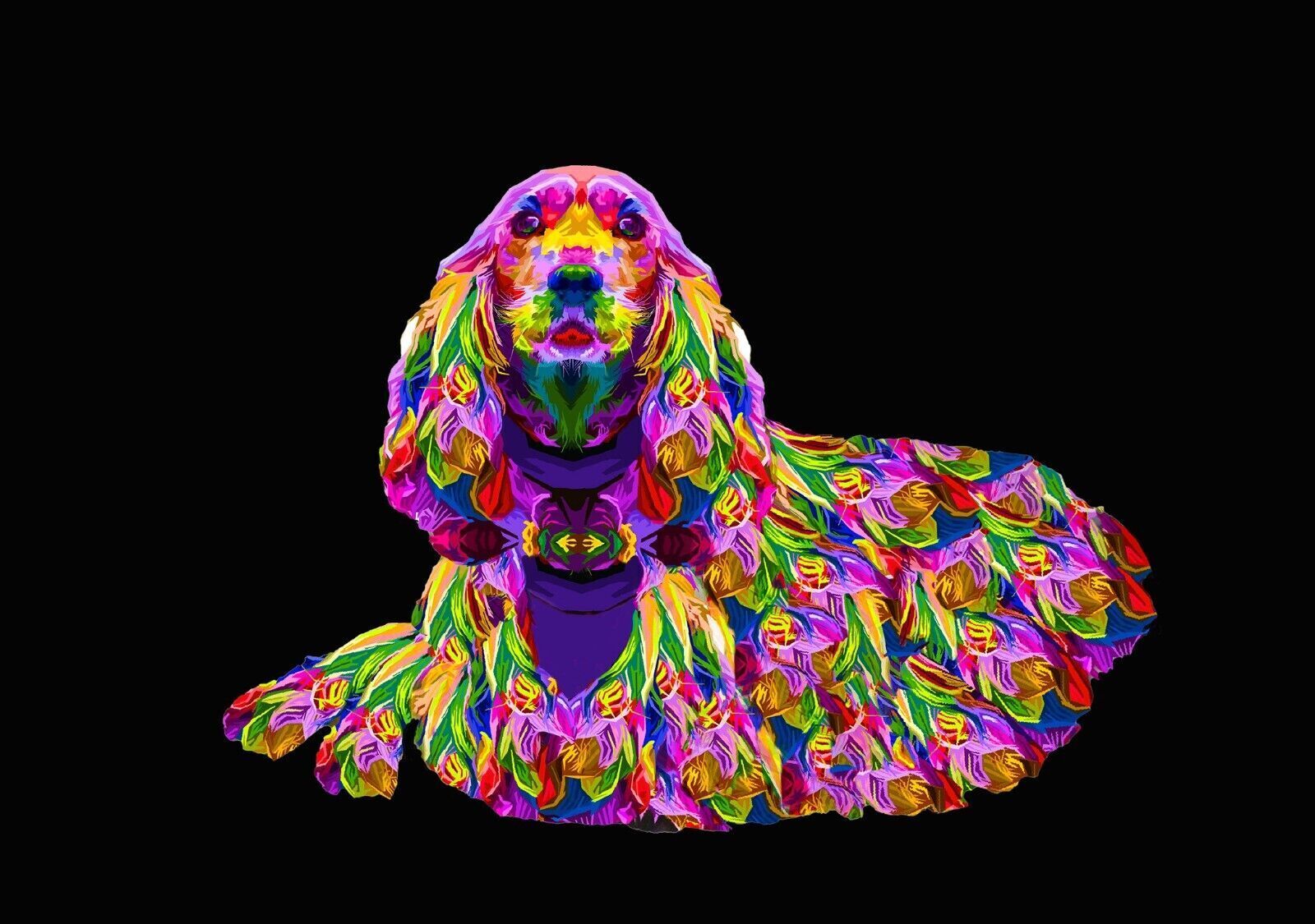 Colourful Spaniel Dog Abstract Pop Art Canvas Wall Art Picture Print