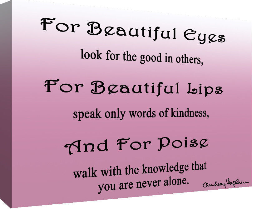 Audrey Hepburn Quote Lilac Canvas Wall Art  Picture - 100% cotton - A1, A2, A0