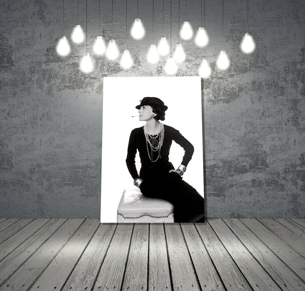 Art Deco Gabriel Chanel Icon Black and White CANVAS WALL ART PRINT PICTURE